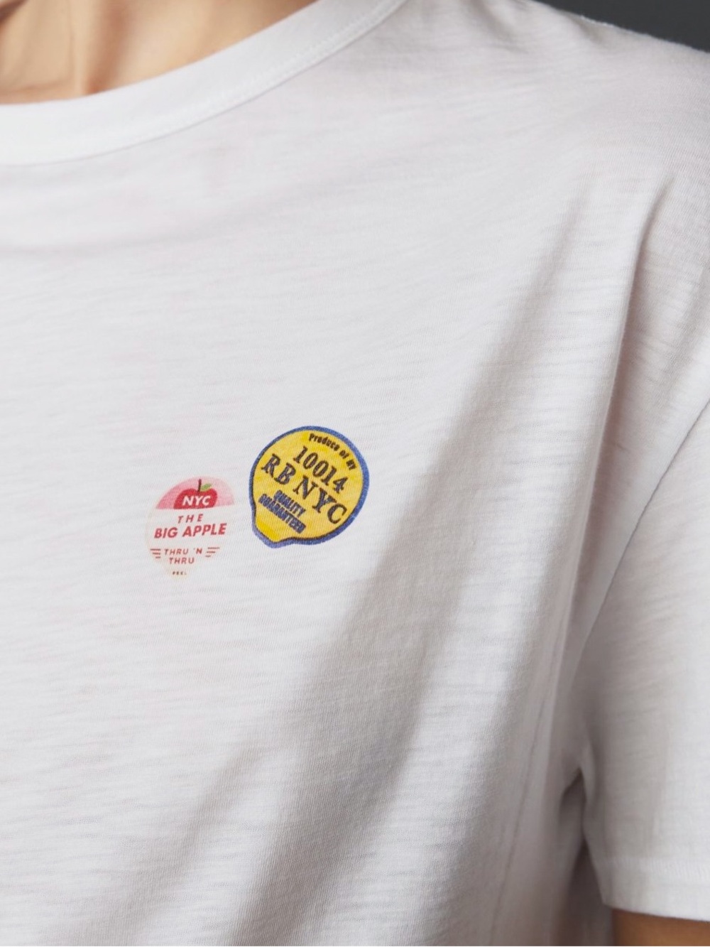 Brand New! Rag & Bone NYC fruit sticker White Tee